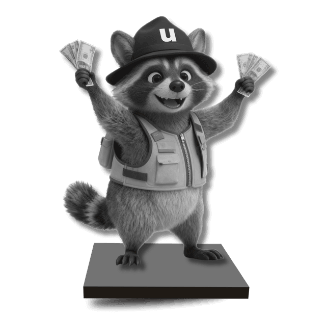 Unspent raccoon mascot
